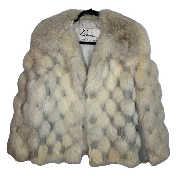 Vintage Jackets & Blazers - Vintage White Fox Fur Patchwork Leather Jacket Coat Ivory Evan’s 60s 70s M RARE
